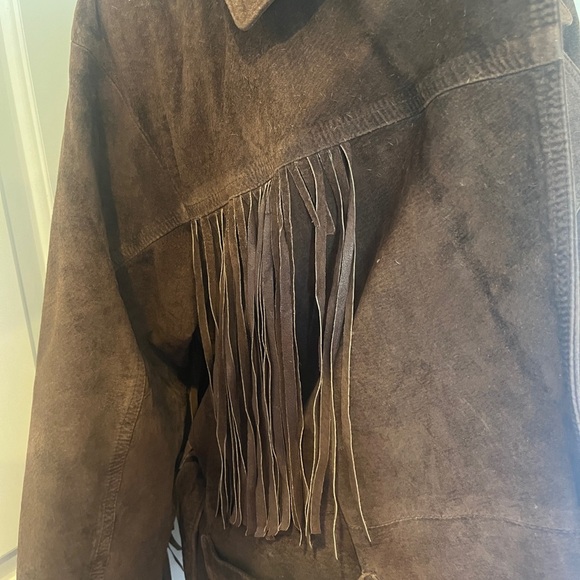 Vintage Brown real Suede Fringe western Jacket - Picture 5 of 15